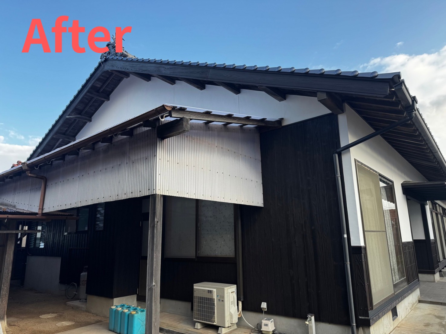 鳥取県米子市にて築40年戸建て外装塗装工事・ソーラーパネル復旧工事